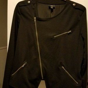 Black Asymmetrical Zip Moto Jacket